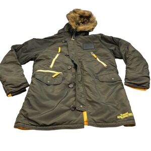 Alpha Industries N-3B Parka Jacket Mens XL Green Faux Fur Hood Military Snorkel